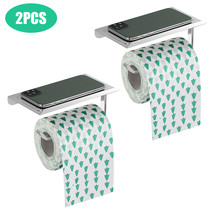 2pcs Toilet Paper Holder w/ Shelf Wall Mount Tissue Roll Rack for Bathro... - $17.99