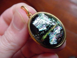 (#DB-512) Dichroic Glass Brass Pendant Jewelry Purple Teal Green - £11.18 GBP