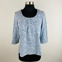 Croft &amp; Barrow Womens Medium M Stretch Gray Floral Vine Print 3/4 Sleeve Top - £12.89 GBP