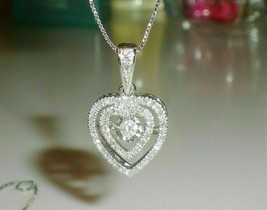 2.50Ct Round Cut  Diamond Heart Pendant 14K White Gold Plated  Free Chain - $128.69