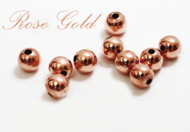 14k solid ROSE PINK gold 2mm 3mm 4mm  round polish beads  (price for 10 ... - £21.48 GBP