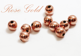 14k solid ROSE PINK gold 2mm 3mm 4mm  round polish beads  (price for 10 ... - £21.78 GBP