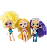 3 Shopkins Shoppies  5” Dolls Blonde Curly Pink Stripe Hair Purple Lavender - £23.61 GBP