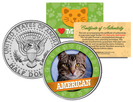 AMERICAN Cat JFK Kennedy Half Dollar US Colorized Coin - $8.56