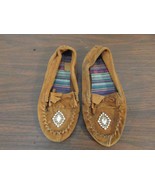 Adult Women&#39;s Authentic Light Brown Leather 3.5 Moccasins Jeweled 32989 - £16.03 GBP