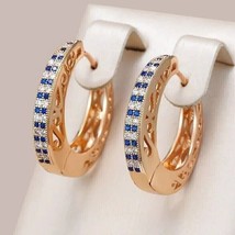 2Ct Round Cut Lab-Created Sapphire Women Hoop Earrings 14k Rose Gold Plated - £130.11 GBP