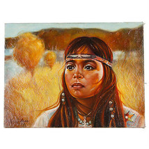 Senza Titolo (Nativi Americani Girl Su Prarie) Di Anthony Sidoni 1986 Olio Tela - £6,001.29 GBP