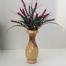 Large Handmade Carved Olive Wood Decorative Vases, Rustic Vase for Dried Flowers - £35.10 GBP