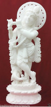 19&quot; White marble krishna Lord Religious Indian Pooja Handmade Decor Gifts H3787 - £1,304.10 GBP