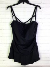 A Shore Fit Womens Size L Black Strappy One Piece Swim Dress Swimsuit Stretch - £15.74 GBP