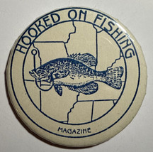 Vintage Hooked On Fishing Magazine Pinback Button 2.25&quot; E4 - $12.99