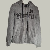 Hurley Mens Jacket Coat Medium Fleece Lined Hooded Winter Gray Thick and Warm - $19.97