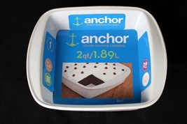 Anchor Hocking 8 Inch Square Baking Dish Classic White New With Tags 2 Q... - £16.43 GBP