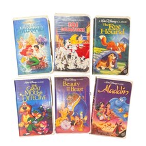 Walt Disney VHS Black Diamond movies Beauty Mermaid Fox Dalmatians Mouse Aladdin - £23.36 GBP
