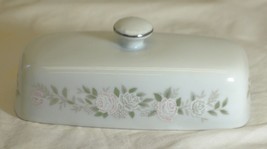 Sheffield Classic 501 Butter Dish Lid ONLY Pink Roses on Rim Green Leaves - $12.86