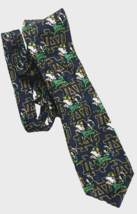 Notre Dame Fighting Irish NCAA Blue Men&#39;s Silk Necktie RM Sport Vintage 90s - £10.96 GBP