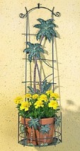 Pretty Die-Cut Metal Palm Design Hanging Planter Fence Wall or Deck Home... - $331.93 MXN