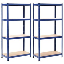 vidaXL Storage Shelves 2 pcs Blue 31.5&quot;x15.7&quot;x63&quot; Steel and MDF - £139.09 GBP