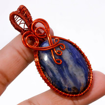 Sodalite Gemstone Copper Wire Wrapped Jewelry Pendant Handcrafted 2.40&quot; SA 1614 - £3.98 GBP