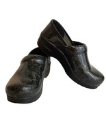 Dansko Clogs Size 39  US 8.5-9 Black Patent Leather Confetti? FLAWS (see... - £14.61 GBP