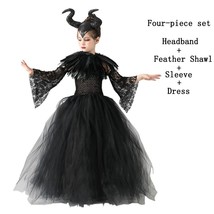  Maleficent Girls  Cosplay Costume Set Children Witch Evil   Dress Kids  Tutu Dr - £41.83 GBP