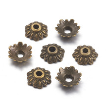 16 Flower Bead Caps Antique Bronze Tone 8mm Findings  - $4.16