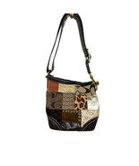 Vintage Coach F0893-F12842 Signature Patchwork Jacquard Brown Leather Bag - £92.54 GBP