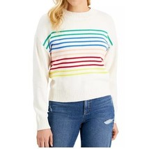 Style &amp; Co Womens L White Rainbow Striped Sweater NWOT CO20 - $24.49