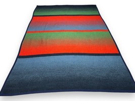 Vtg Biederlack Red Green Blue Gradient Acrylic Blanket Throw USA 52x74” - £31.25 GBP