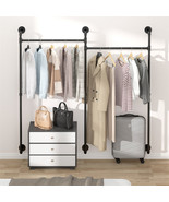80.7&quot; Wall Mounted Industrial Pipe Clothes Rack Iron Garment Bar Closet ... - £75.05 GBP