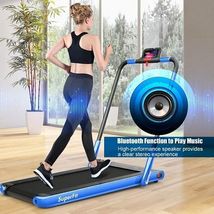 2-in-1 Folding Treadmill with Remote Control and LED Display-Blue - Color: Blue - €346,12 EUR