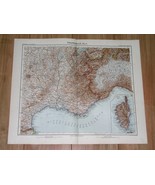 1912 MAP OF SOUTHEASTERN FRANCE MARSEILLE LYON AUVERGNE TOULOUSE CORSICA  - £16.27 GBP