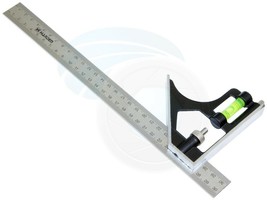 Heavy Duty Stainless Steel Metric 300mm Combination Square Vial Ruler - £8.45 GBP