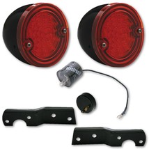 60-66 Chevy Stepside LED Tail Light Red Lens Black Assembly w/ Brackets Flasher - £98.82 GBP