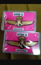 Gold plate Royal Thai Police jump Parachutist Wing Badge Pin Rare Lot Of 2 - $46.75