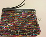 Victoria’s Secret Clutch Purse Makeup Bag Sequins Zipper 7 X 9” SKU 042-059 - £14.23 GBP