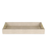 16&quot; Cream Wood and Vinyl Faux Shagreen Serving Tray With Gold Handles - $126.86 CAD