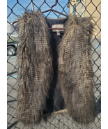 Forever 21 Love Faux Fur Open Vest Womens Size Small Beige Black Sleevel... - £10.91 GBP