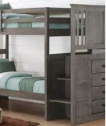 Harrison Grey Twin Bunk Bed with Stairs - $1,177.11
