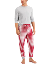 Family Pajamas Mens Matching Solid Top &amp; Striped Pants Thermal Pajama Set - £27.42 GBP