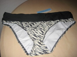 Antonio Melani Swimsuit Large Womens New Banded Bikini Bottoms White Grey Black - £45.93 GBP