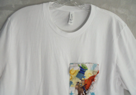Disney Toy Story Mens Unisex Large L T-shirt White Tee Woody Toys Button... - £12.36 GBP