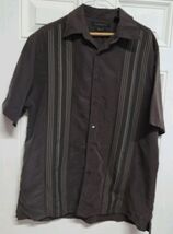 Axist Mens Large Short Sleeve Black Shirt with Front White Stripes Vintage - $24.74