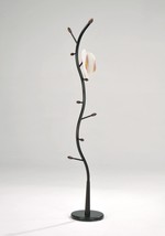 1 X Black Metal Walnut Wood Hall Tree Coat Hat Rack - £51.50 GBP