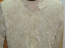 Men&#39;s LARGE Tommy Bahama Long Sleeve Shirt Lyocell blend BEIGE floral st... - £11.31 GBP