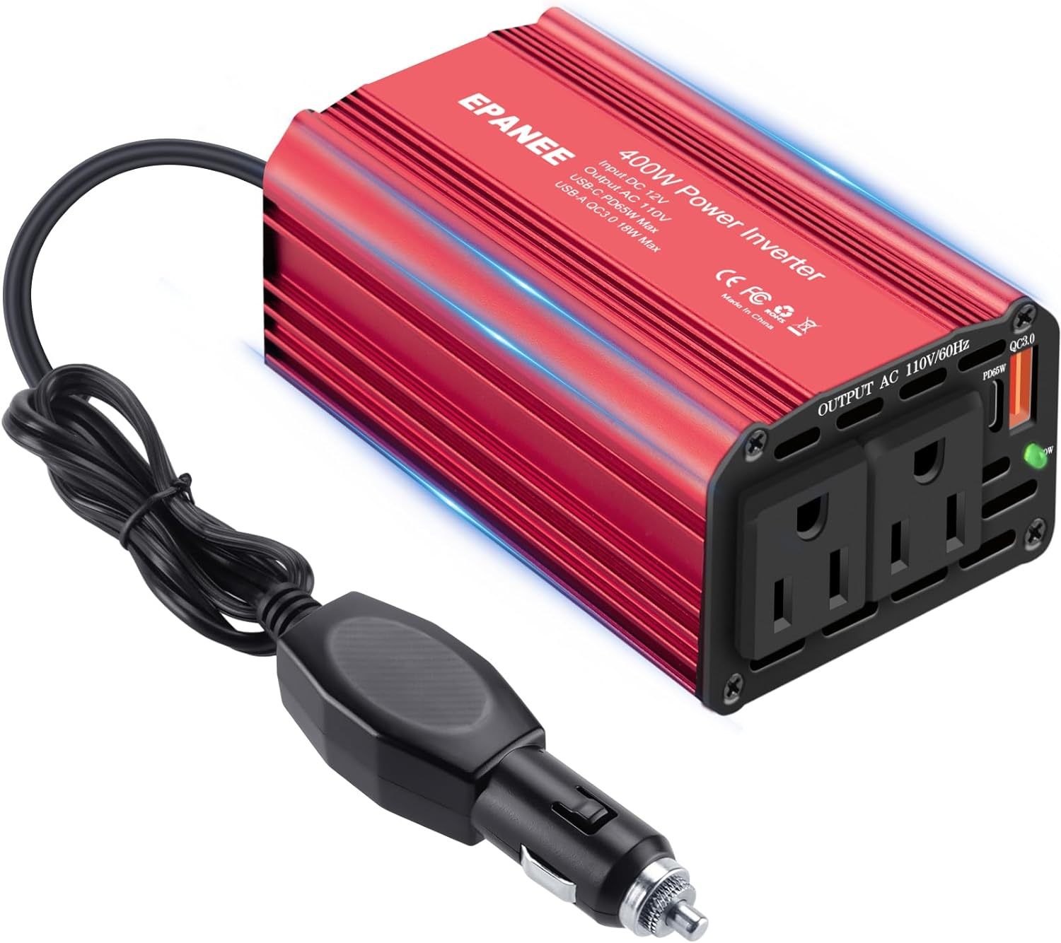 400W Power Inverter 12V Dc To 110V Ac, Car Charger Plug In Adapter Outle... - $35.95