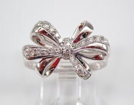 1Ct Round Lab-Created Diamond Bow Knot Women Band Ring 14K White Gold Plated - £109.66 GBP