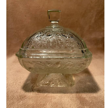 Vintage Ornate Glass, Oak Leaf &amp; Acorns, Square Pedestal Candy Dish w/Lid - $34.65