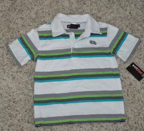 Boys Polo Shirt Short Sleeve Tony Hawk Green White Striped Collared-size 4 - £6.99 GBP