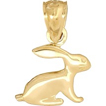 14K Gold Rabbit Charm 12.5mm 18&quot; Chain Jewelry - £85.85 GBP